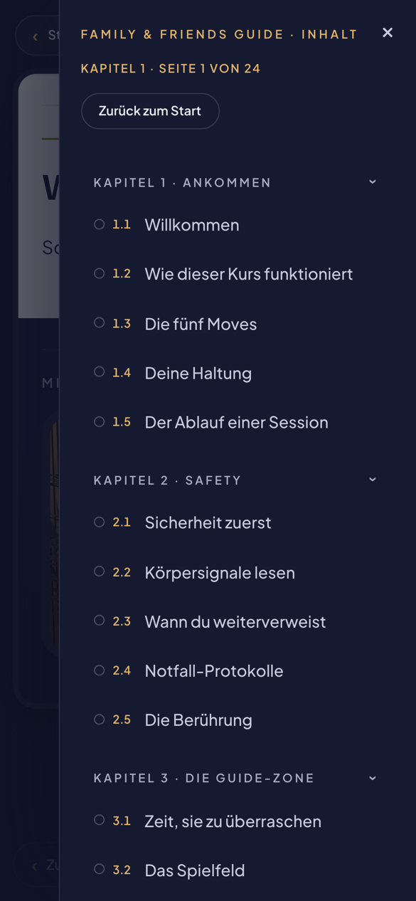Das Inhaltsverzeichnis. Jede Lektion, einen Tipp entfernt.