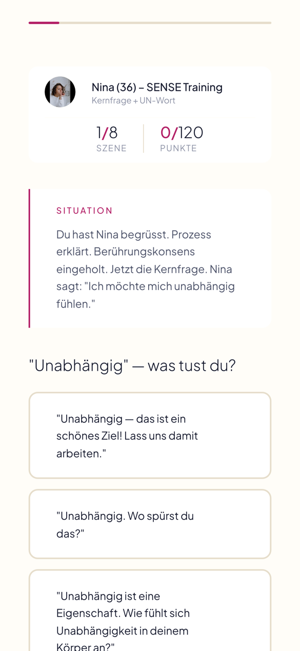 Der Simulator. Nina, Szene 1 von 8.